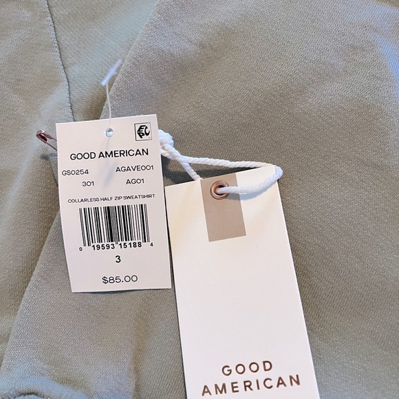 Good American Collarless Half Zip Crop Sweatshirt - Picture 7 of 7